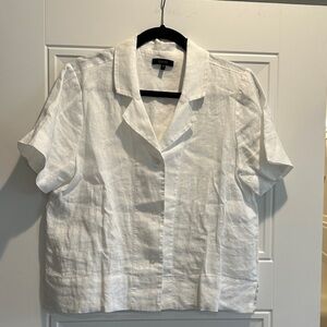 Quince White Short-Sleeve Linen Button-Down Shirt